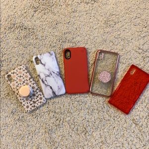 5 iPhone X/XS cases (w/ 2 pop sockets)